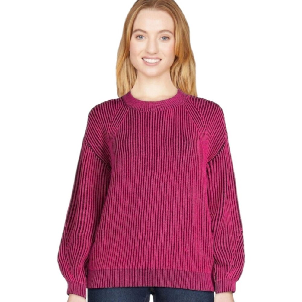 Womens XXL No Boundaries Plaited Hot Pink Long Blousen Sleeves Pullover Sweater